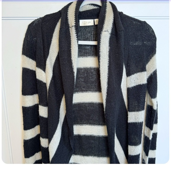 RD Style Black Stripe Cocoon Sweater Cardigan 65s736S1 Lagenlook Momcore - Picture 4 of 9